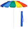 GIANTEX 243 cm Sonnenschirm, Strandschirm mit Verankerung, stabiler Gartenschirm Terrassenschirm, Marktschirm mit Schutzhülle, Schirm rund Sonnenschutz UV50+ (Bunt)