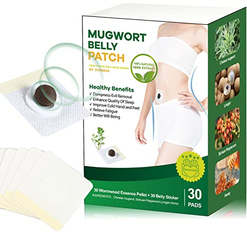 Bubchen Mugwort Belly Patch,30Pc Wormwood Belly Pellets and 30Pc Belly Button Sticker, Moxibustion Patch for Man and Women
