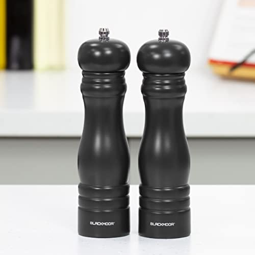 Blackmoor 68049 Manual Salt and Pepper Grinder Set/Classic Wooden Design with Ceramic Grinding Core/Adjustable Coarseness/Black Colour