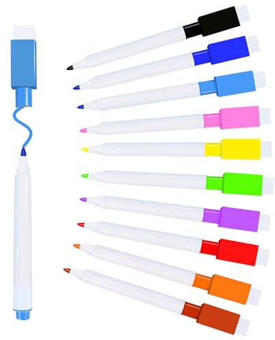 VOTON Whiteboard Marker, 10 Farbe Magnetische Whiteboard Stifte und Radiergummi Set Fine Tip folienstift abwischbar und Dry Wipe Markers
