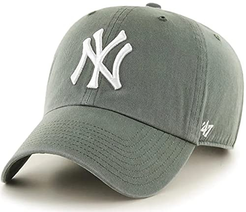 '47 MLB Moss Primary Logo Clean-Up Adjustable Strap Hat Cap, Adult One Size Fits All, New York Yankees Moss