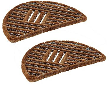 Astra Fußmatte außen Türmatte Kokosmatte - Schmutzfangmatte Bürstenmatte wetterfest - strapazierfähiger Fußabstreifer Natur 40x60 cm halbrund 2er Set