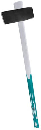 TOTAL - Maza Cuña - 3 kg y 900 mm de Largo - Ideal Para Leña - Corta Madera Gruesa y Dura - Mango de Fibra de Vidrio - Cabeza de Acero al Carbon Forjado al Calor