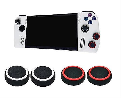 GIOPUEY Joystick Kappen Kompatibel mit ASUS ROG Ally/Ally X, 4 Stück Silikon Thumb Grip Caps Schutz hülle Kappen Case Cover, Weich Anti-Rutsch - Red+Black
