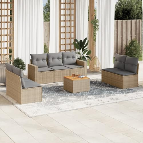 SECOLI Conjunto de muebles de jardín de ratán con espacio de almacenamiento, XXL, muebles de terraza, sofá de salón, grupo de asientos de ratán, muebles de esquina, juego de muebles de balcón, color