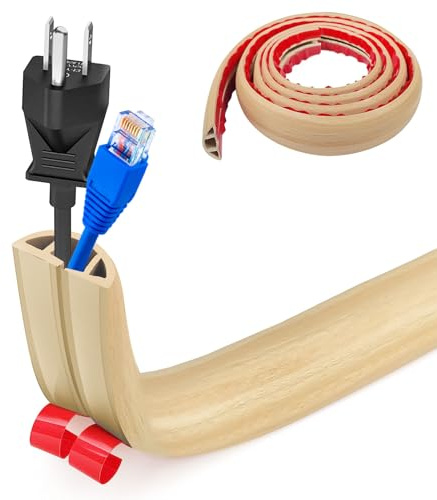 Piccolo canale flessibile per cavi, autoadesivo, 3,0 m x 3 cm, copertura flessibile per cavi di alimentazione, facile da tagliare, montaggio per tutti i cavi di alimentazione di casa, ufficio,