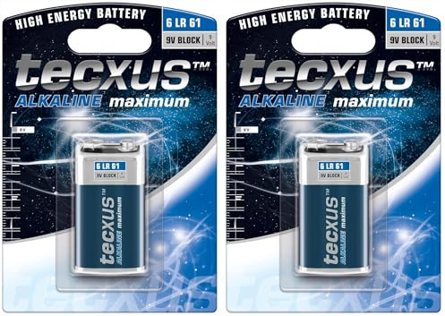 Tecxus 23639 6LR61/6LP3146/9V Block - alkaline manganese battery 9 V, blue/silver (Pack of 2)