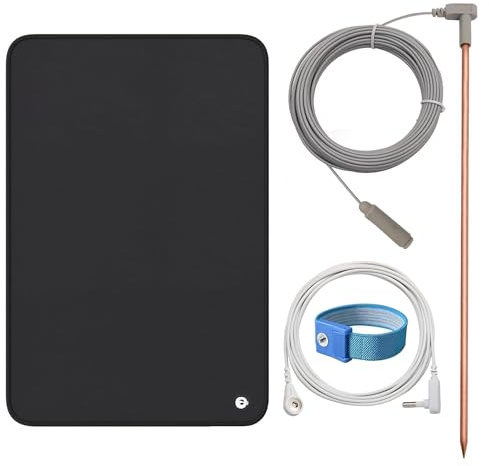Bitiontry Copper Grounding Rod with 40ft Female Ground Cord, Portable Ground Rod Kit,Great for Grounded Earth Connected Products (Grounding Rod Kit with 24 * 16” Grounding Mat ，Grounding Wristband)