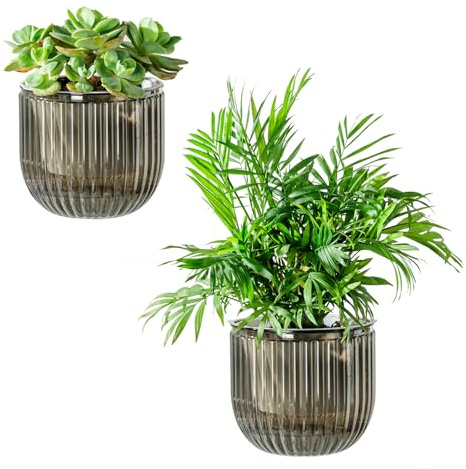Josteve Vasi per piante autoirriganti per interni, 16,5 cm, confezione da 2 vasi da fiori in plastica per orchidee, piante da giardino, per erbe, piante da appartamento, violette africane, fioriera