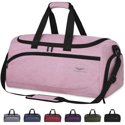 FIORETTO 35L Sporttasche & Reisetasche für Damen und Herren, mit Schuhfach & Nassfach, Wasserdicht Tasche für Trainingstasche, Gym, Travel, Schwimmen, Sauna, fußball Rosa
