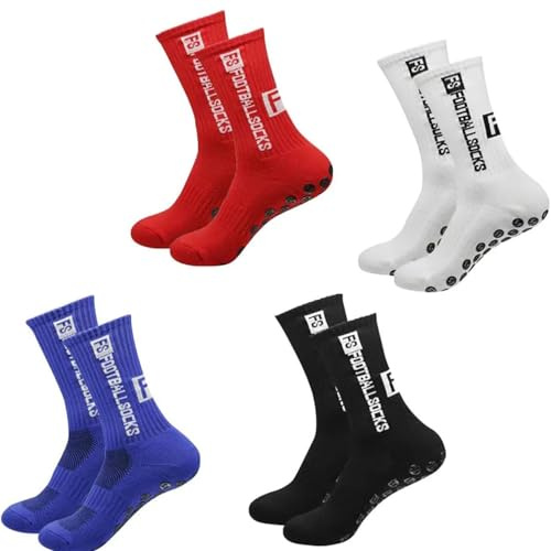 YUNYU 4 paia di calzini da calcio unisex con impugnatura antiscivolo, ideali per allenamenti di calcio, partite e prestazioni multi-sport, per uomini e donne