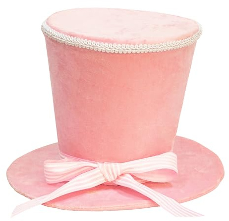 Art Beauty Pink Velvet Bonnet Hat Easter Tree Topper with Stripped Bows Large Christmas Tree Topper Hat