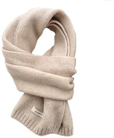 Pluto & Fox Écharpe En Laine Unisexe Pour Femme Et Homme Couleur Attrayante Design Basique Polyvalent Pour L'hiver (Beige, 155 * 20cm)