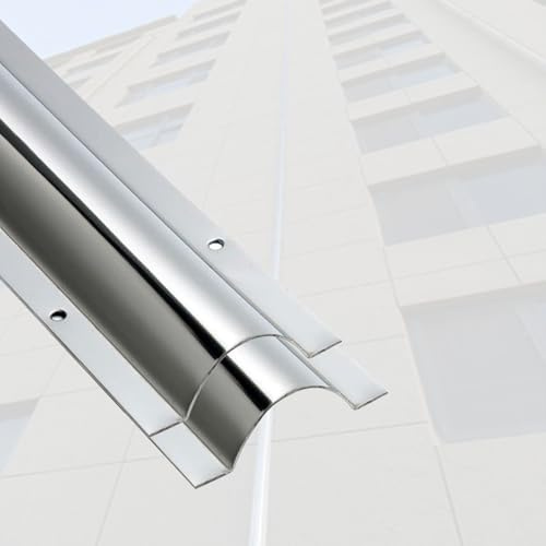 goulotte Electrique Goulottes De Câbles en Acier Inoxydable, Protection De Câbles Métalliques De 200 Cm (79 Po), Demi-Rondes, Argentées, pour Garage(2 PCS,Outer Width 115mm)