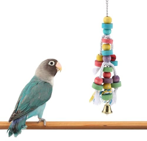 ZDETGU Jouets Colorés Oiseaux en Bois, Jouet à Mâcher Suspendu avec Fournitures de de Jeu