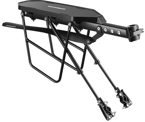 ROCKBROS Cykelhållare med stänkskydd, justerbart bakre bagageutrymme i aluminium, snabbmontering utan borrning, cykelhållare för stadscyklar, MTB, trekking