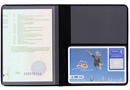 4 x AUSWEISMAPPE AUSWEISHÜLLE AUSWEISETUI (Schwarz - 4 Fächer) Rot Blau Weiß Transparent Etui Mappe Hülle Kartenhülle Fahrzeugpapiere Schutzhülle KFZ Schein Fahrzeug Papiere Auto - Made in Germany