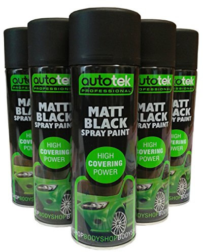 (Pack of 12) Autotek MATT BLACK 500ml Acrylic Formula Spray Paint For Plastic Metal Wood
