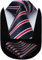 HISDERN Herren Krawatte Gestreifte Hochzeit Krawatte & Einstecktuch Set Marineblau und Rot