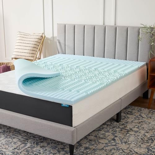 LUCID 2 Inch Gel Memory Foam Mattress Topper, California King size – 5 Zones – Cooling Gel Infusion – CertiPur Certified Foam
