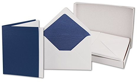 25 Faltkarten-Sets - Nachtblau - 12 x 17 cm - DIN B6 Klapp-Karten mit Briefumschläge Nachtblau gefüttert - inklusive Einleger