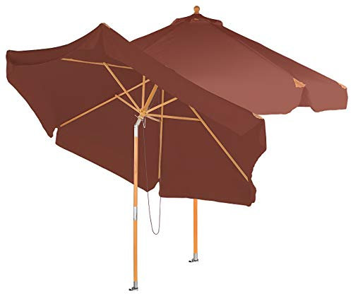 Royal Gardineer Parasol-Sonnenschirm: 2er-Set neigbare Sonnenschirme mit Holzgestell, Ø 3 m, taupe (Sonnenschirme Holz knickbar, Holzschirm, Sonnenblende)