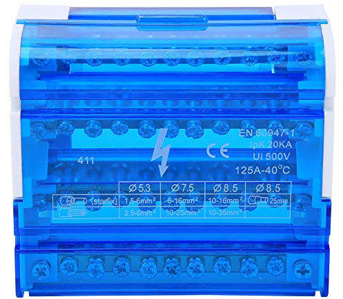 411 Morsettiera Scatola Di Distribuzione Morsettiere Del Circuito Di Terra Monofase a 4 Livelli, Morsettiera Quadro Elettrico Per Guida Din 125 a 500 V 3,9 X 3,5 X 2 Pollici