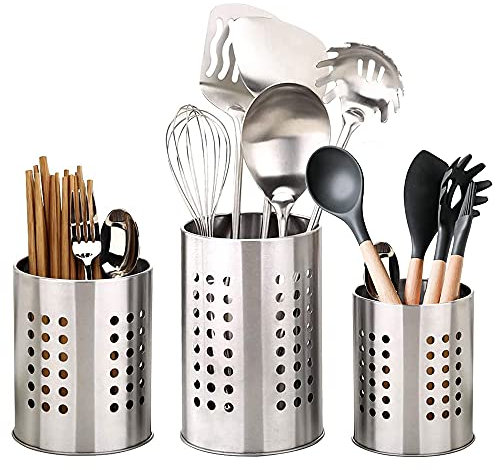 3 Pezzi Acciaio Inossidabile Scola Posate,Portaposate Utensili Antiruggine,Portaposate Acciaio Inossidabile,Utilizzato per Organizzare I Controsoffitti della Cucina E Lo Stoccaggio delle Stoviglie