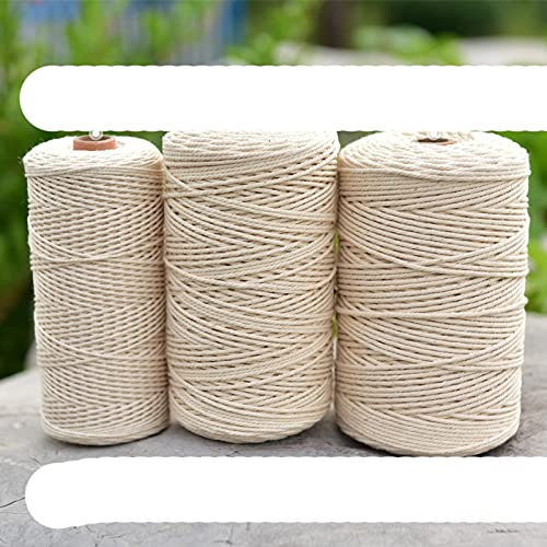 WEDSA 1 mm 2 mm 3 mm 4 mm 5 mm 6 mm 8 mm 10 mm Makramee-Seil100% Baumwollkordel Verdrehte Schnur für handgemachtes natürliches Beige Seil DIY Wohnaccessoires-4mm 100m