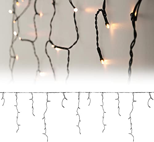 ECD Germany LED-ljusridå, svart PVC, 12m, 360 varmvita lysdioder, ljuskedja, isregn, ljusnät, IP44, julbelysning, belysning, juldekoration, dekoration, gardin