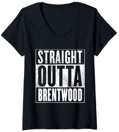 Femme Brentwood – Bois de braisier d'outte droit T-Shirt avec Col en V