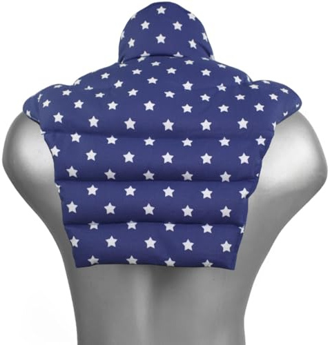 Cervical Vertebrae Neck Strap with Stand Collar and Back - Starry Blue - 2-in-1 Thermal Pillow - Can be Untilized Hot or Cold - Flax Seed