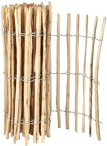 KOTARBAU® Clôture en lattis - 5 m - En lattes de noisetier - Pour plantes et pelouses - 90 cm - Clôture de châtaignier en bois de noisetier - Distance entre les lattes : 3 à 4 cm