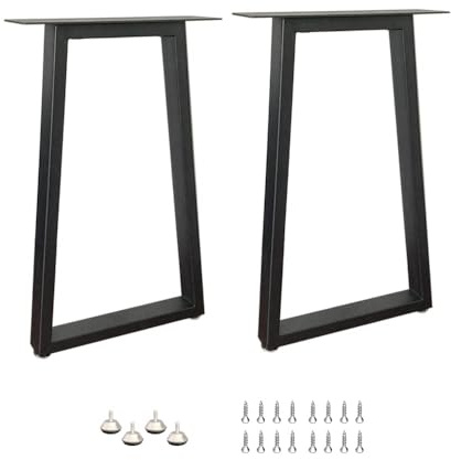 QLLY Lot de 2 Pieds de Table trapézoïdaux en métal de 40,6 cm, pour Bureau à Domicile, Noir