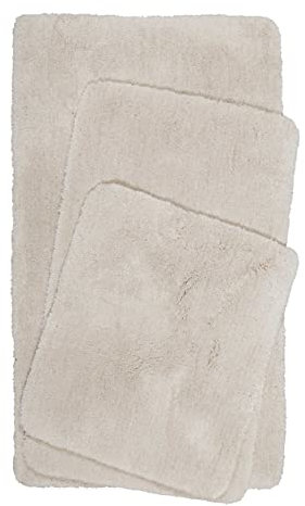 Homie Living Badteppich, Badematte kuscheliger Flauschiger weicher Flor l rutschfest und Waschbar Porto Azzurro (55 x 65 cm, Creme beige)