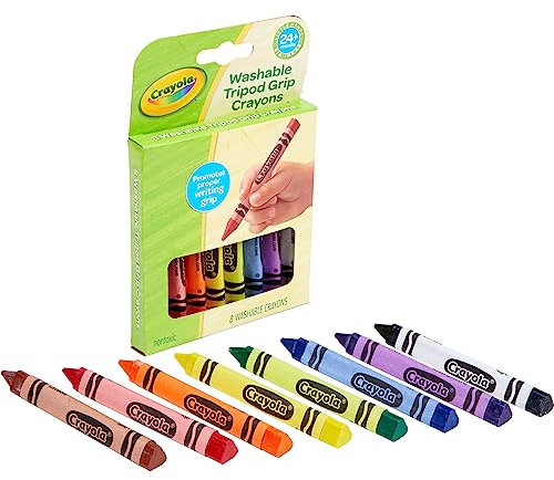 CRAYOLA Crayola Young Kids Washable Tripod Crayons, Assorted Colors, Pack Of 8 Crayons, 1 count (Pack of 8)