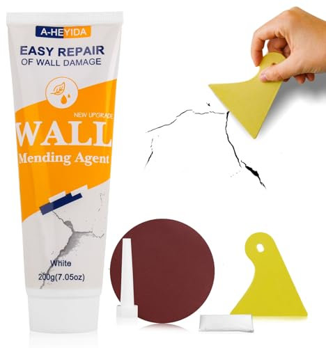 Spachtelmasse Weiß Innen, 200g Wand Reparatur Weiss Paste, Wandspachtel mit Kratzer - Wall Repair Kit Wandfüller weiß einfaches Reparieren beschädigter Wände, Löcher und Risse.