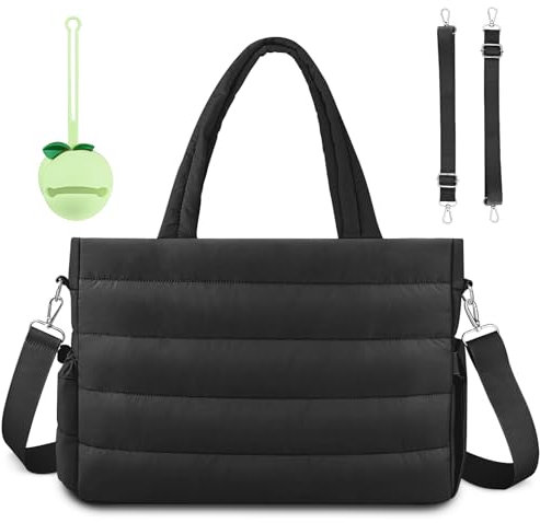 Kubay Wickeltasche, Tragetasche, Baby-Wickeltasche, Umhängetasche, Krankenhaus-Tasche, Reise, große Mama-Tasche, mit Silikon-Schnulleretui, Schwarz, Large