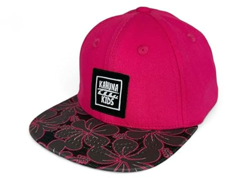 Kahuna Kids - Gorra de surf para niños pequeños, gorra de ala completa de hibisco, color rosa, rosa, 1-2 Años