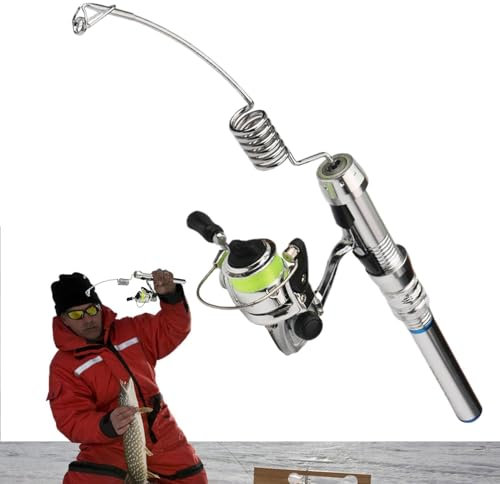 Ensemble moulinet et canne à pêche sur glace – Ensemble de canne à pêche et moulinets de qualité supérieure avec haute sensibilité | Performance puissante, compacte et uniforme, parfait pour les