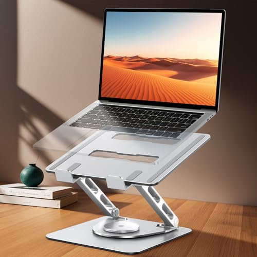 Glangeh Supporto PC Portatile [360° Rotante], Porta PC Portatile Ergonomico Regolabile con Supporto a Doppia Barra, Ventilazione e Dissipazione, Laptop Stand Compatibile con MacBook Air Pro (10-16)