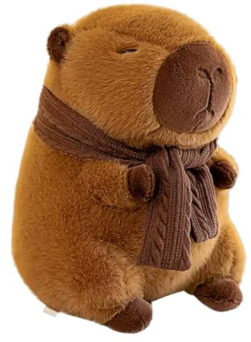 Kawaii Peluche Capybara 25CM Poupée en Peluche Capybara Cadeau Fille Garçon | Avec Foulard Détachable Coussin Capybara Doudou Simulation Animal en Peluche Capybara Jouet Anniversaire Noël Cadeau Enfant