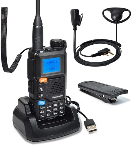 Quansheng UV5R Plus VHF UHF bärbar Walkie Talkie FM NOAA Tvåvägsradio för studio/utomhus/bil (med D-formad öronsnäcka)