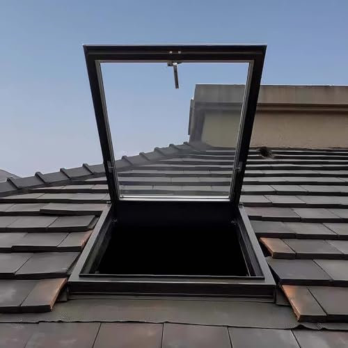 Lucernario per Tetto, Lucernario sul Tetto, Finestra di Accesso al Tetto con Maniglia, Finestre per Lucernari Interni con Vetro Rinforzato, Sfiato Cantina in Alluminio, Coperchio Botola Soffitta(20x18