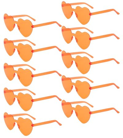 WUNZILO 10 Paires de Lunettes en Forme de Cœur Hippie Rétro,Lunettes de Soleil en Forme de Coeur,Lunettes de Soleil Transparentes Couleur Bonbon,de Coeur pour Carnaval,Noël,Fête D'anniversaire