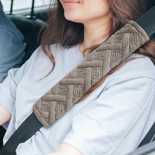 2 cuscinetti per cinture di sicurezza, per cinture di sicurezza, per adulti e bambini, universali, compatibili con tutte le auto (cachi)