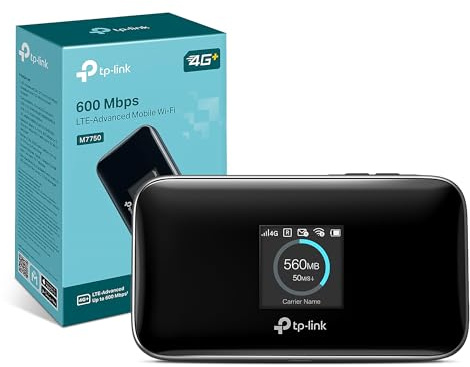 TP-Link M7750 4G+ Cat12 LTE Router with Sim Slot,Dual Band Mobile WiFi Router,600Mbps Portable WiFi,Plug and Play MIFI,Screen Display,Long Battery Life,Micro SD card Storage,APP Control,Compact design
