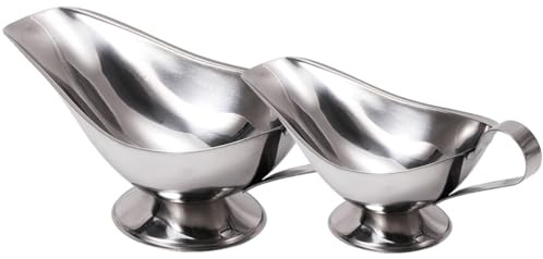 Cabilock 2Pcs Stainless Steel Sauce Boats Condiment Bowls with Capacity Gravy Containers for Home Restaurant Catering Use Easy Clean Metal Gravy Dishes for Serving Sauces and Dressings