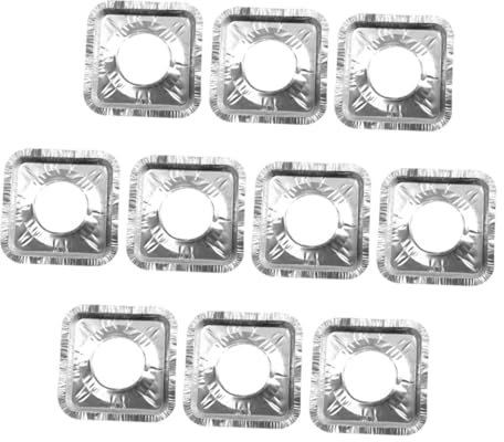 TOBBOMEY 20 pièces Protège-brûleurs Aluminium Réutilisables Tapis Anti-Huile et Résistant Chaleur pour Gazinière Couvre-plaques Carrés pour Cuisine