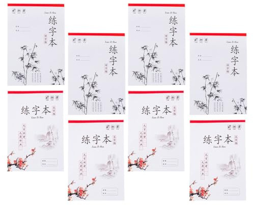 ROMISBABA 8 pièces Cahiers Exercices Écriture Calligraphie pour Garçon Fille Papier Lisse et Sûr Cahiers Format Rice Grid Amélioration Pratique de Écriture